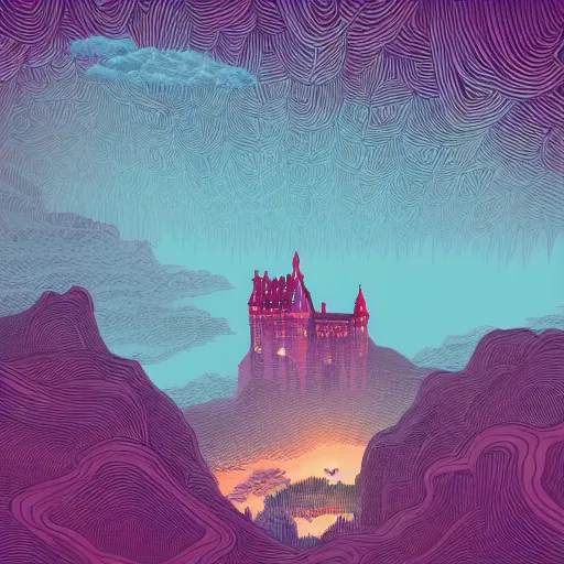 Prompt: a castle in the clouds by Kilian Eng, intricate, detailed, trending on artstation