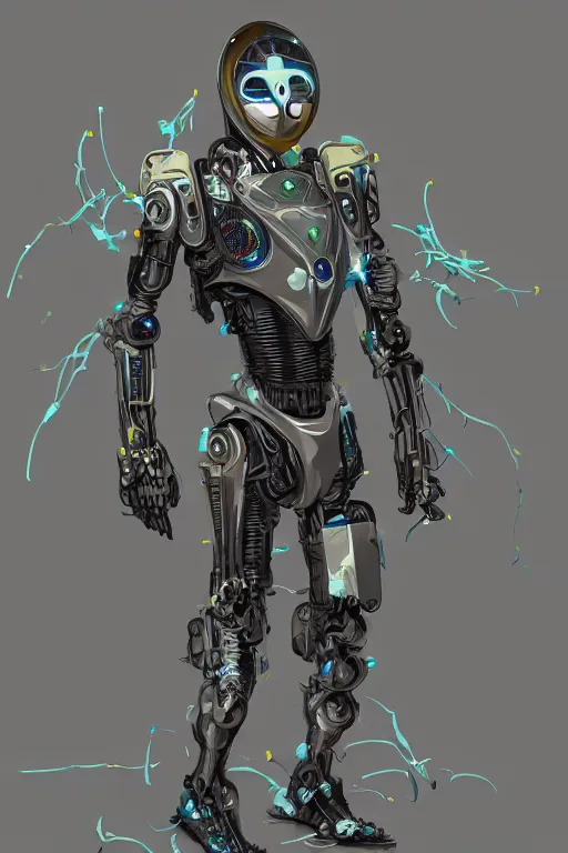 Image similar to solarpunk exoskeleton fantasy art mask robot ninja stylized digital illustration sharp focus, elegant intricate digital painting artstation concept art global illumination ray tracing advanced technology chaykin howard and campionpascale and cooke darwyn and davis jack