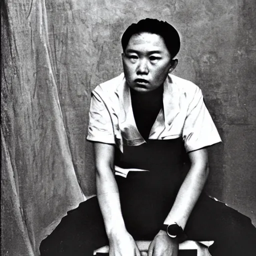 Image similar to A North Korean communist DJ, portrait, by Davide Sorrenti