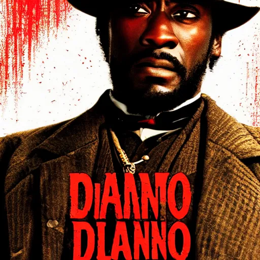 Prompt: a new movie poster for django unchained with the text djando unchained