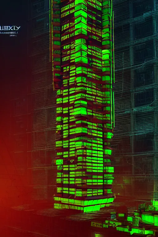 Prompt: high quality 3 d render cyberpunk brutalist hanuman head building, neon yellow madhubani, highly detailed, in sci - fi mumbai, unreal engine cinematic smooth, liam wong, moody light, low angle, uhd 8 k, sharp focus