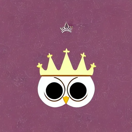 Prompt: owl princess with crown, style of emoji, minimalist, white background