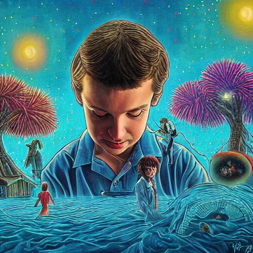 Prompt: surrealism painting of love by stranger things