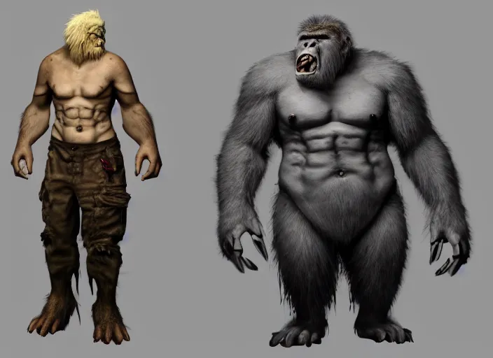 Image similar to extremely scary angry old tough rough looking albino warrior gorilla. scars, scary, gruffness, interesting 3 d character concept by square enix, in the style of league of legends, hyper detailed, cinematic, final fantasy, character concept, ray tracing, fur details, maya, c 4 d, artstation