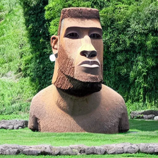 prompthunt: gigachad face as an Easter island head