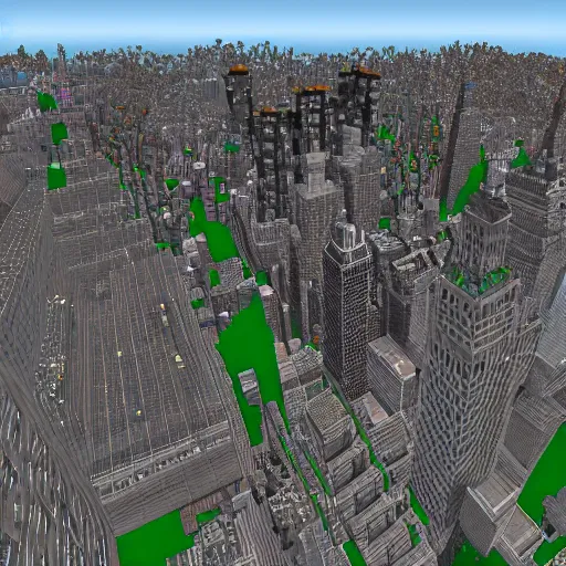 Image similar to nyc skyline, minecraft textures