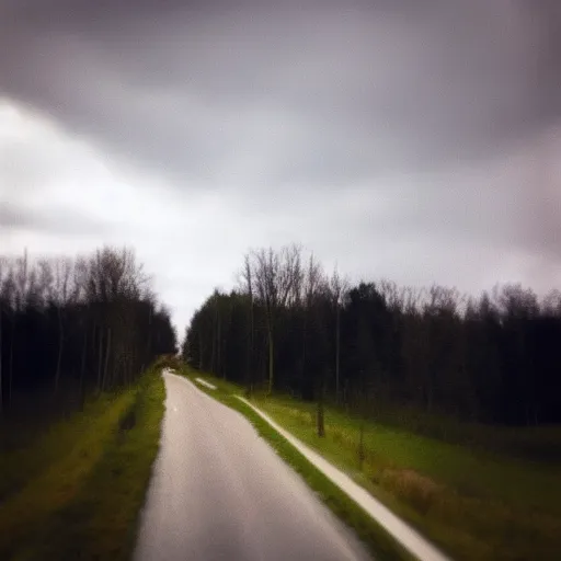 Image similar to Beautiful cameraphone, soft liminal Photograph of a Lithuanian road