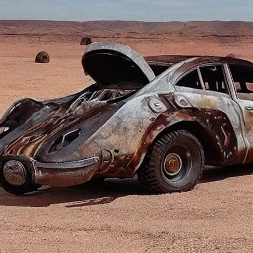 Prompt: a madmax car in jodorowsky style