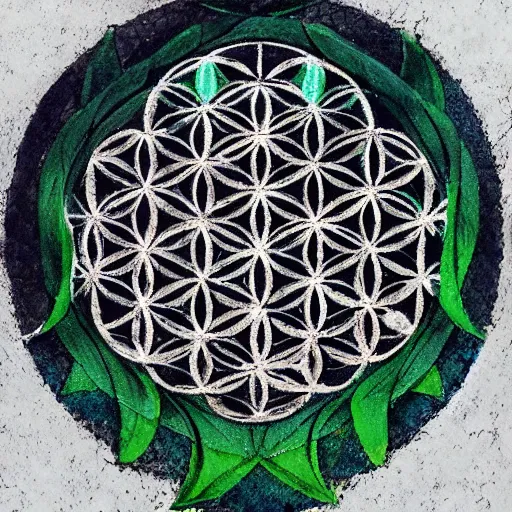 Image similar to death holding the flower of life