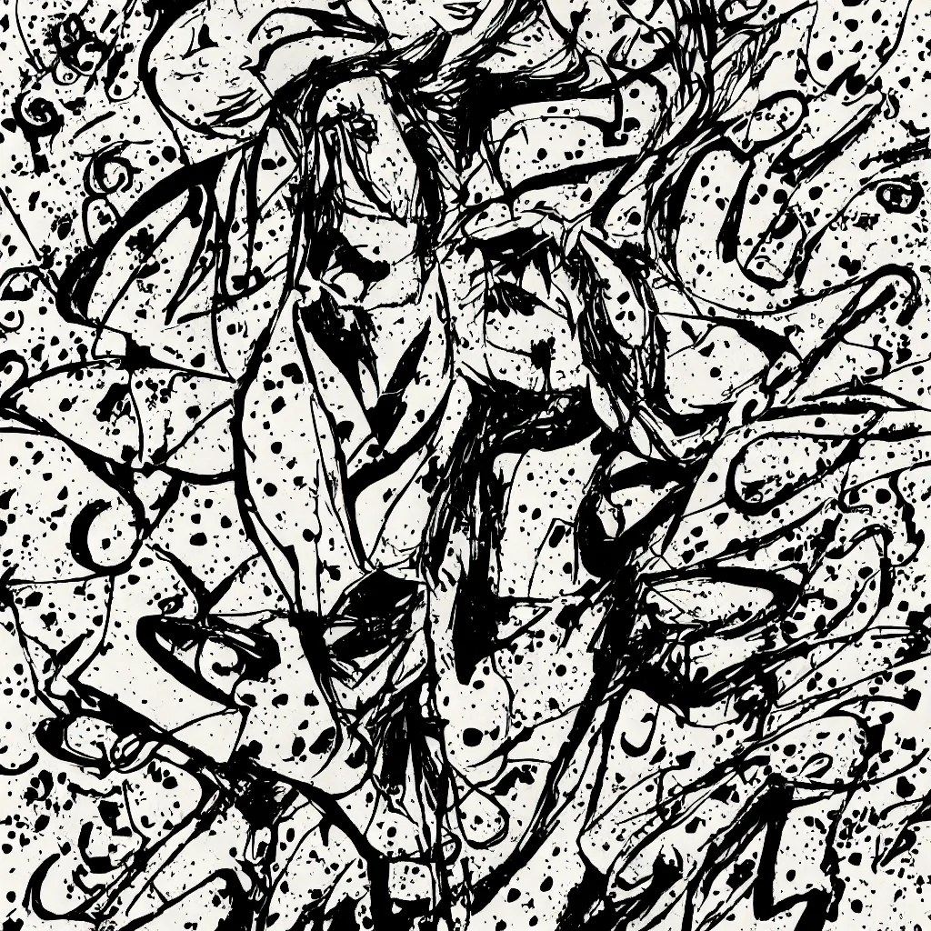 Image similar to woman, abstract, jet set radio artwork, ryuta ueda artwork, hylics artwork, ink, spots, asymmetry, stipple, lines, stippling, crosshatching, linework, pitch bending, dark, ominous, eerie, hearts, minimal, points, technical, natsumi mukai artwrok, tight
