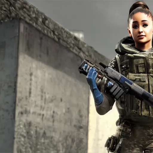 Image similar to Ariana Grande in Call of Duty, 4k