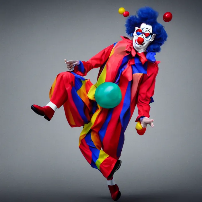 Image similar to photo steven colbert, dressed in a clown costume, octane render