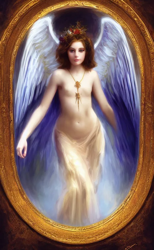 Prompt: Angel knight gothic girl. By Konstantin Razumov, Fractal flame, chiaroscuro, highly detailded