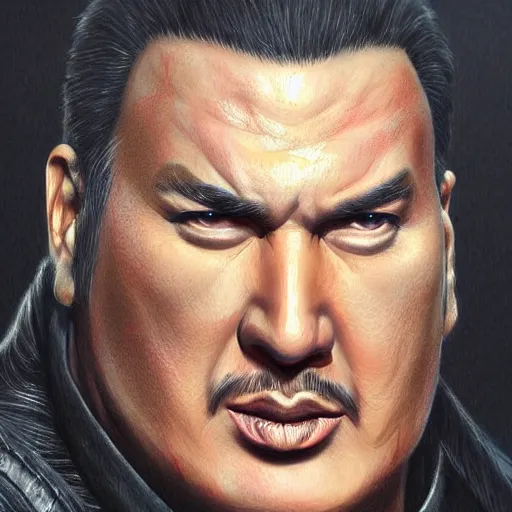 Image similar to demonic, hyper detailed, steven seagal by artgerm