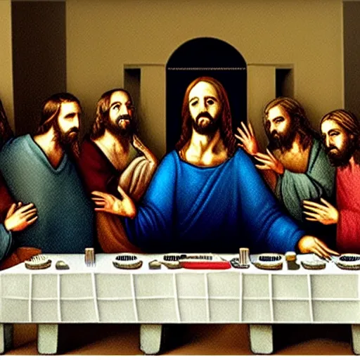 Prompt: the last supper with donald trump as jesus