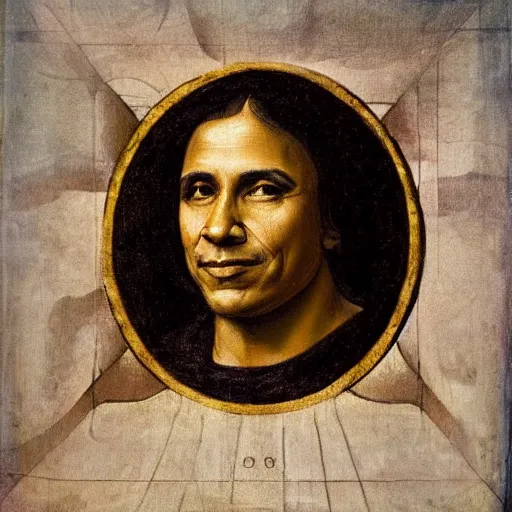 Image similar to portrait of barack obama. in the style of leonardo da vinci