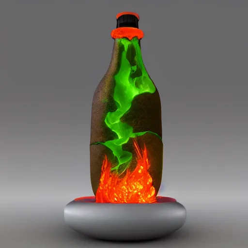 Image similar to a bottle of lava, realistic 3 d image trending on artstation