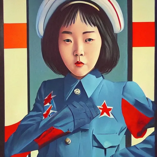 Image similar to “ rei ayanami north korean propaganda poster, award winning, oil painting ”