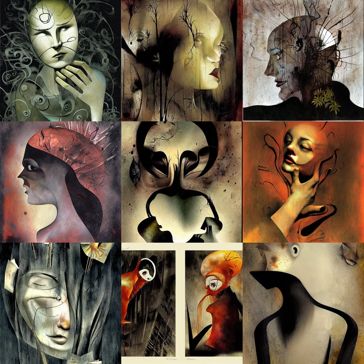 Prompt: deep sadness, deep happiness, by dave mckean