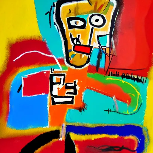 Prompt: a painting inspired by Basquiat and Kandinsky, 4k,