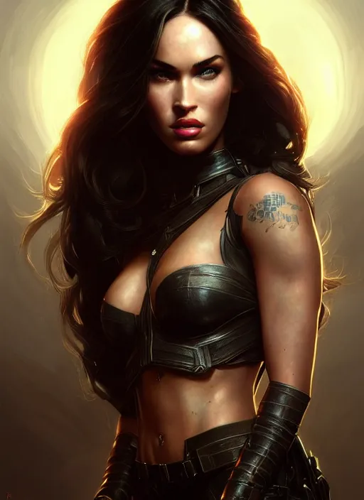 Image similar to portrait of battlefield 2 0 4 2 megan fox, intricate, elegant, glowing lights, highly detailed, digital painting, artstation, glamor pose, concept art, smooth, sharp focus, illustration, art by artgerm and greg rutkowski, artey freytag