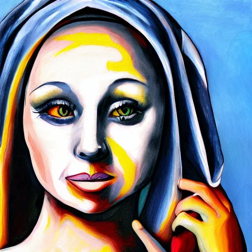 Image similar to the mona liza painted by psychopath