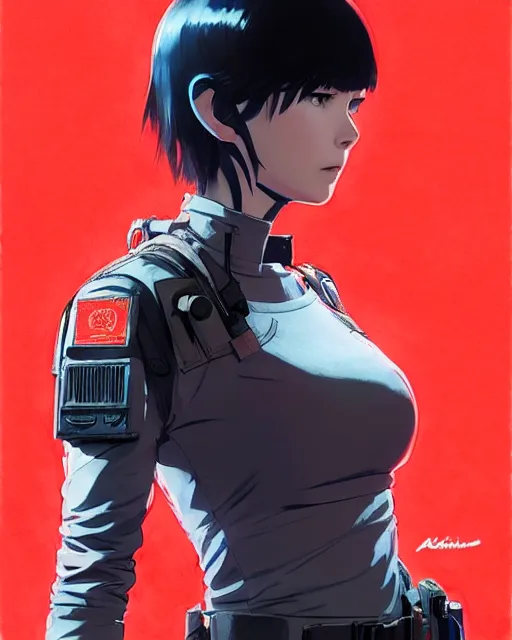 Image similar to girl wearing in tactical gear | | audrey plaza, fine detail!! anime!! realistic shaded lighting!! dramatic!! poster by ilya kuvshinov katsuhiro otomo ghost - in - the - shell, magali villeneuve, artgerm, jeremy lipkin and michael garmash and rob rey