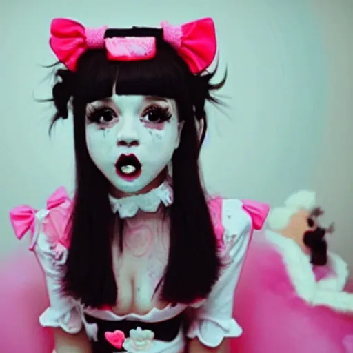 Image similar to melanie martinez, a still of a kawaii horror movie