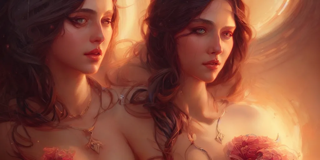 Image similar to portrait of a seductive and powerful aphrodite, detailed intricate illustration, detailed illustration, hd, 4 k, digital art, overdetailed art, by greg rutkowski, by loish, complementing colors, trending on artstation, deviantart