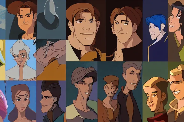 Prompt: a diverse group of character designs in the style of Treasure Planet