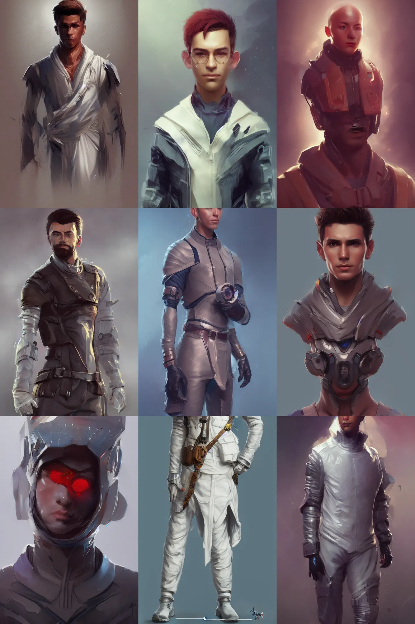 Prompt: full character portrait view high quality render realistic high detail cinematic digital concept art of a young man dressed in stylish future clothing with face visible by artgerm and greg rutkowski and marc simonetti, artstation trending, vibrant colour, valorant, and blank background,