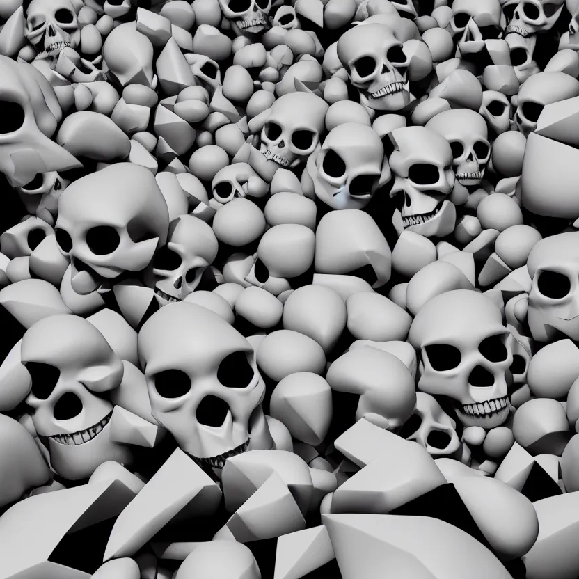 Image similar to black and white light 3D geometry, skull, matte bright highly detailed, poetic, 3D render, digital art, octane render, 8K artistic photography, photo-realistic, by Dora Maar