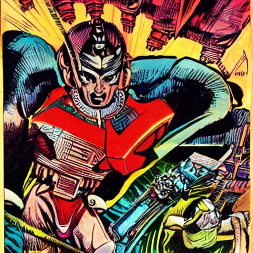 Image similar to a sci - fi god of blades, art by jack kirby, greeble tech