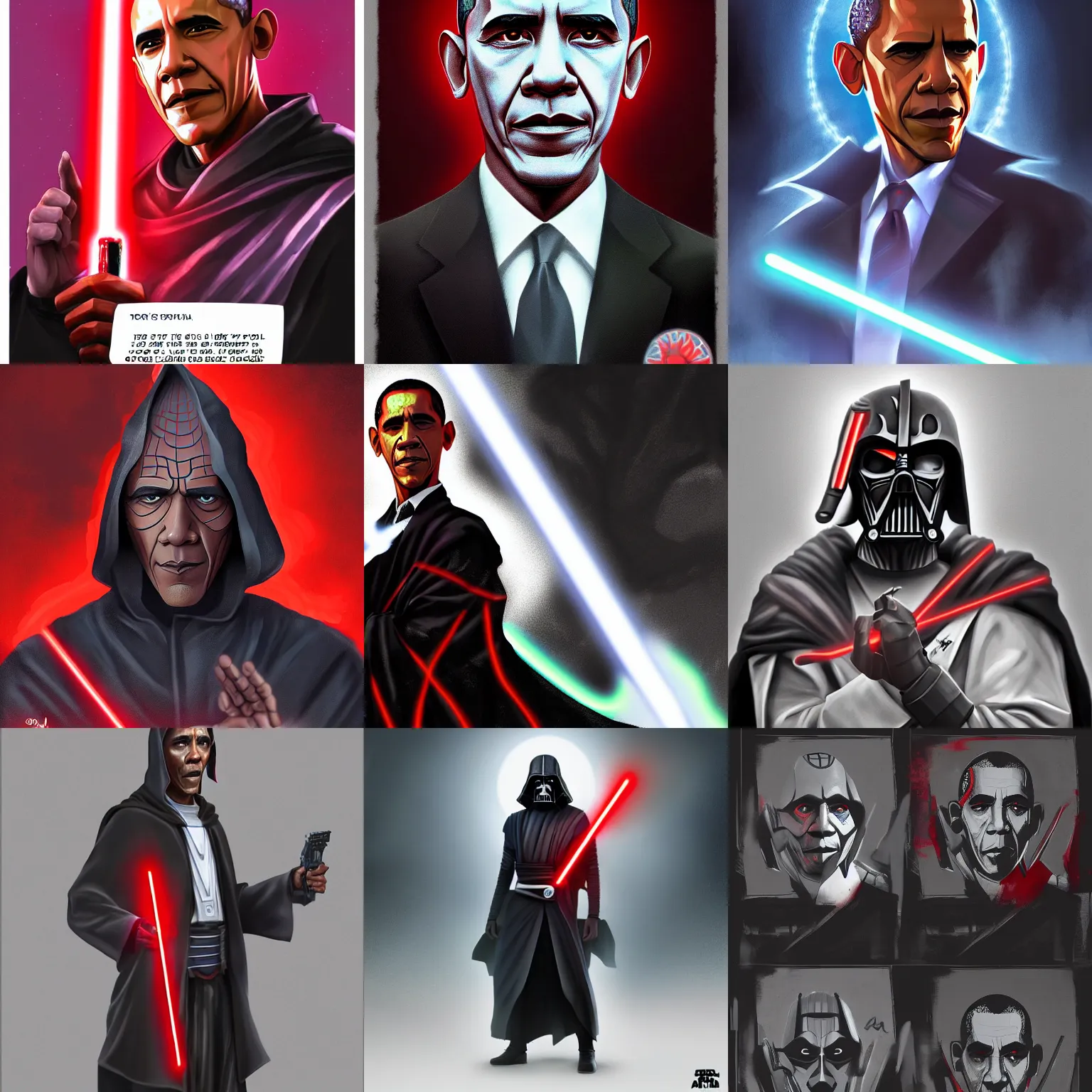 Prompt: Obama as a sith lord in the style of Darren Tan, trending on artstation, 8k, digital art