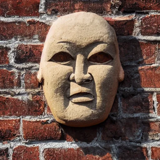 Image similar to face carved into a brick wall