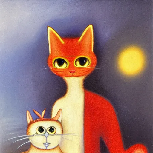 Prompt: by remedios varos, pete the cat and garfield, oil painting, met collection, high resolution