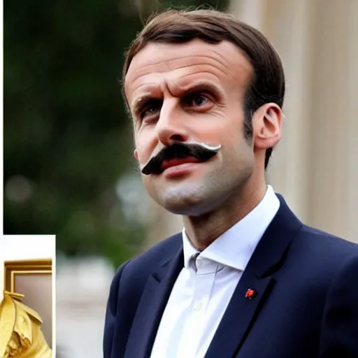 Image similar to Emmanuel macron with Freddie Mercury mustache, big mustache