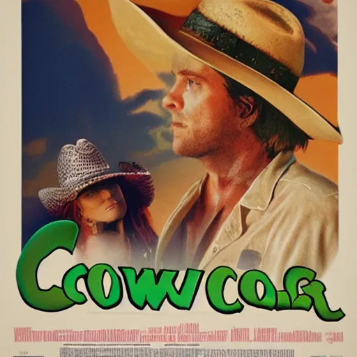 Prompt: a movie poster of a crocodile cowboy