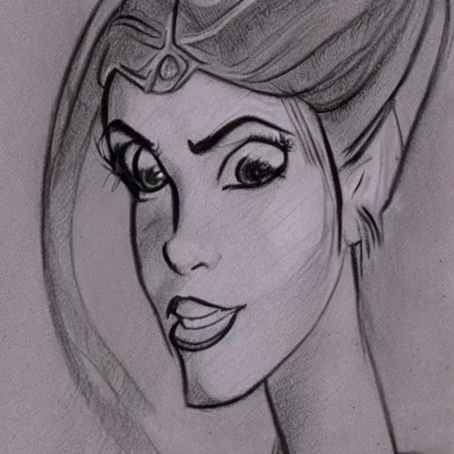 Image similar to milt kahl pencil sketch of victoria justice as princess leia