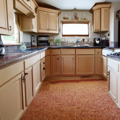Prompt: a carpeted kitchen