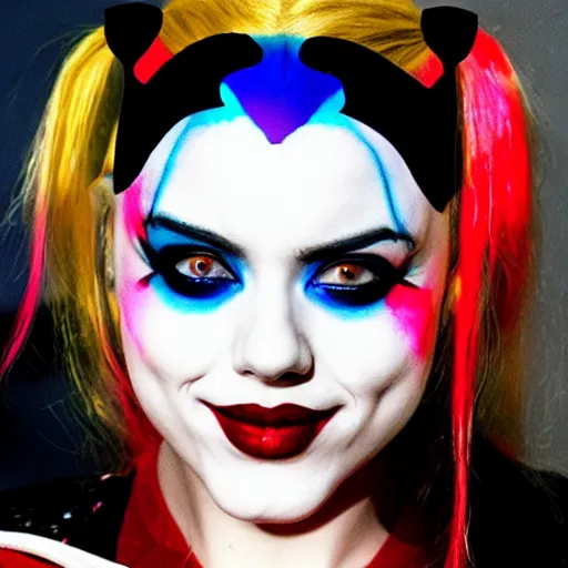 Image similar to scarlett johanneson as harley quinn, golden ratio, hd, centered