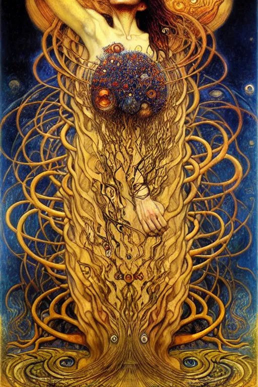 Image similar to Divine Chaos Engine by Karol Bak, Jean Delville, William Blake, Gustav Klimt, and Vincent Van Gogh, symbolist, visionary