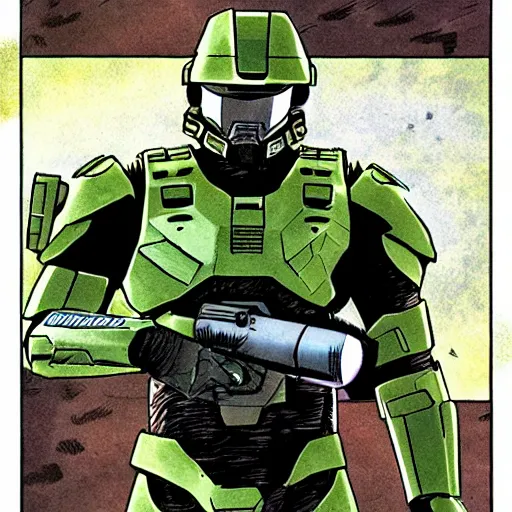 Image similar to master chief in a comic book