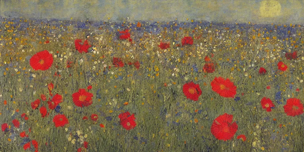 Prompt: alien wildflowers by Jules Bastien-Lepage, Kazimir Malevich