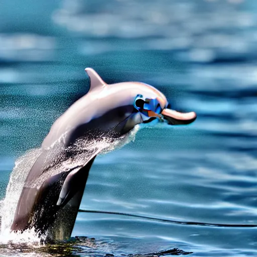 Image similar to photograph close up of a dolphin smoking a cigar