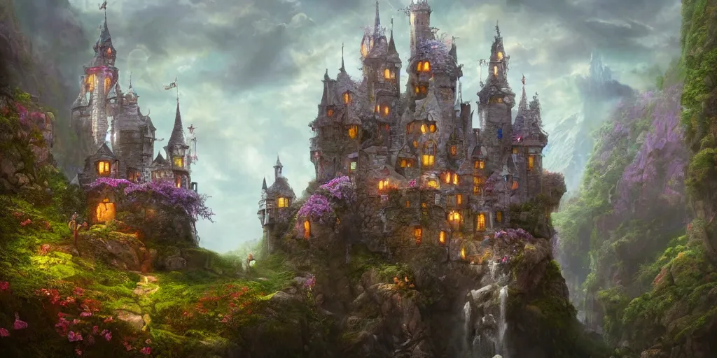 Image similar to a fairy castle, extremely detailed oil painting, unreal 5 render, fantasy digital art, octane render, beautiful composition, trending on artstation, award-winning photograph, masterpiece