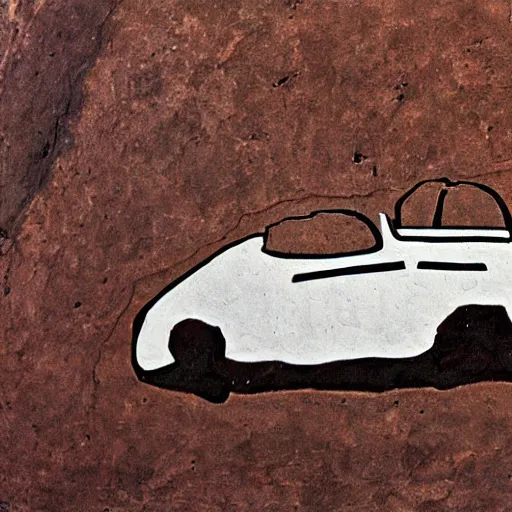 Prompt: cave painting of a car