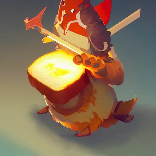 Image similar to portrait of mr viking toast, bread slice type pokemon, strong pixar toast warrior, volumetric lighting, dynamic composition, art by sachin teng and sergey kolesov and ruan jia and heng z, scifi, fantasy, hyper detailed, ultra realistic, sharp focus, wildlife photography, national geographic, octane render, concept art