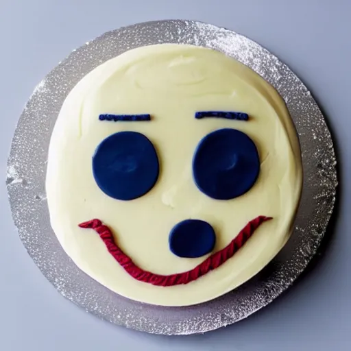 Image similar to a cake with an icing trollface decoration