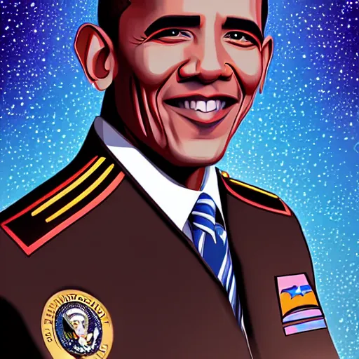 Prompt: Obama Captain of the starship enterprise, by Ross Tran